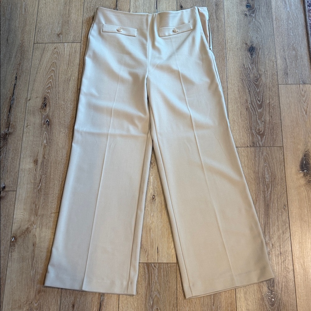 Loft Cream Wide-Leg Tailored Pants